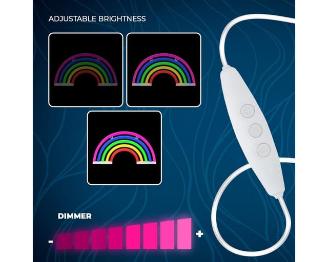 Forever Light LED Dekolicht Neon LED Leuchte "Regenbogen" 5 Farben – FLNE14X – Forever Light, LED fest integriert, Mehrfarbig, Dimmer, USB-Stromversorgung, Neon-Look