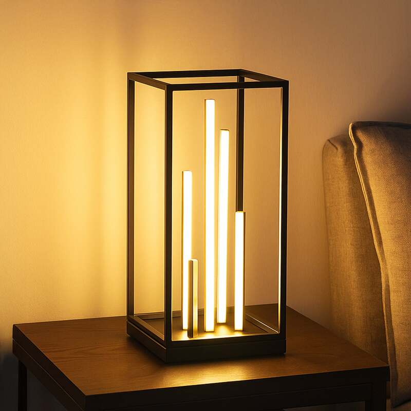 [gebraucht] B-ware Fischer Honsel Tischleuchte Lampe Led Grid Schwarz Gold Metall Dimmbar Schalter