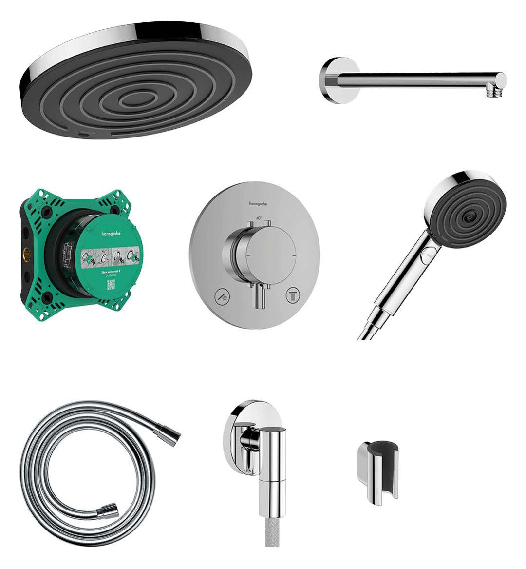 Hansgrohe Pulsify S - Duschset Mit Unterputz-thermostat, Mit Einbaukörper, Durchmesser 26 Cm, Ecosmart, Chrom 24624000