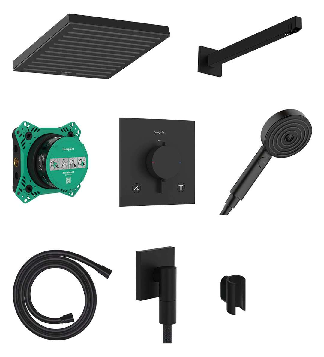 Hansgrohe Pulsify E - Duschset Mit Unterputz-thermostat, Mit Einbaukörper, 26 X 26 Cm, Ecosmart, Mattschwarz 24625670