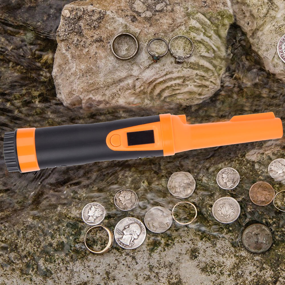 Hs-10 Ip68 Tragbarer, Wasserdichter Metalldetektor Mit Lcd-display Und Positionierungsgurt, Orange/grün
