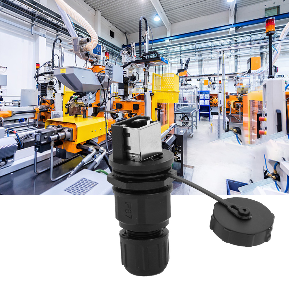 Rj45-ethernet-anschluss, 180°, Wasser- Und Staubdicht, Rj45-adapter, Schwarz, Für Den Außenbereich, 8-polig, Mastmontage, Ip67