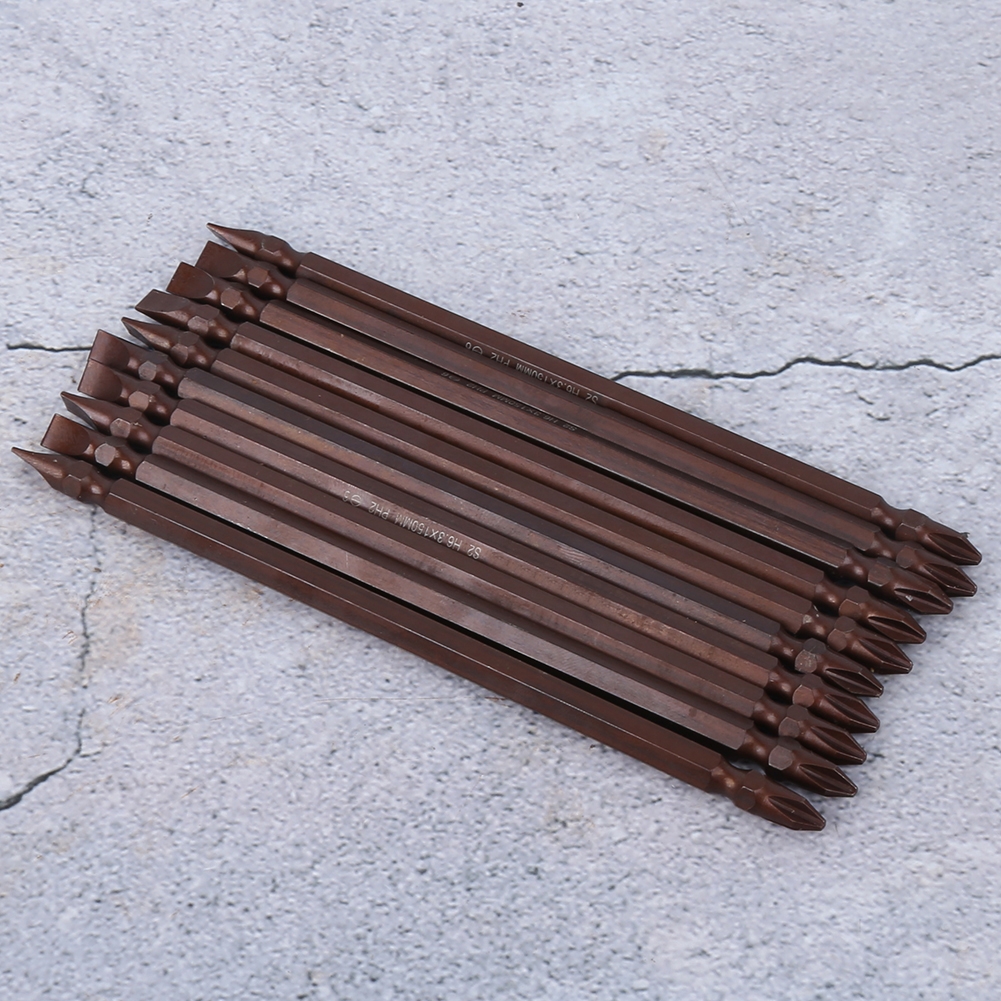 Set Mit 10 Doppelseitigen Schraubendreherbits H6.3, Magnetische Phillips-bits, Lange Werkzeuge Für Metall (h6.3 X 150mmph2 / Sl6)