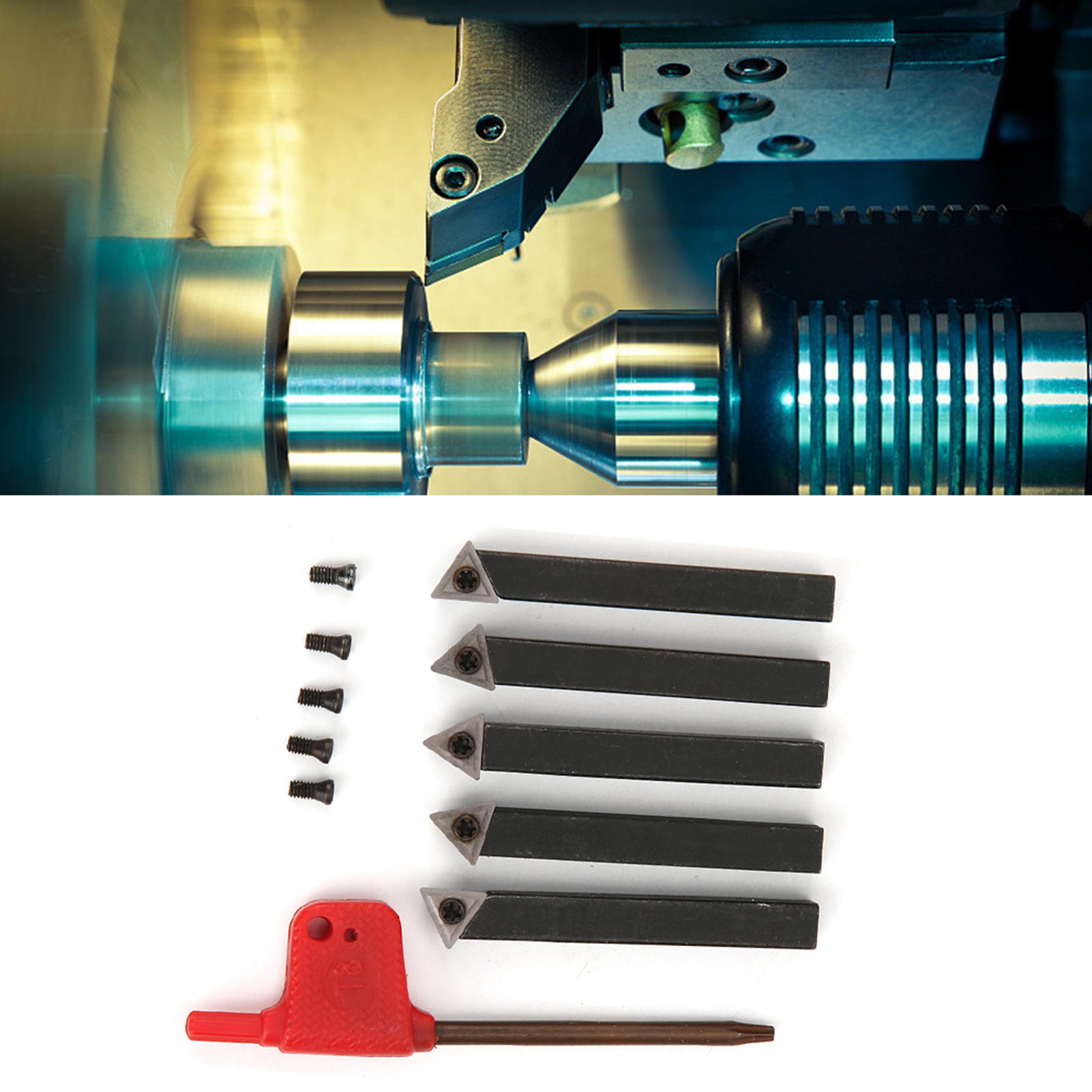 5-teiliger Satz Wendeschneidplatten-drehwerkzeuge Aus Hartmetall (1/4 Zoll) Zum Plandrehen