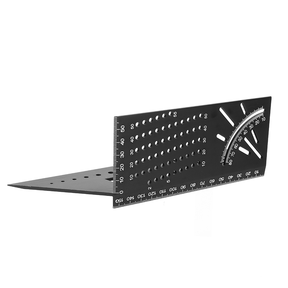 Multifunktionaler Winkelmesser Aus Aluminiumlegierung (45°/90°) - Messwerkzeug Für Holzbearbeitung Und Tischlerei (schwarzes Multifunktionales Führungslineal)