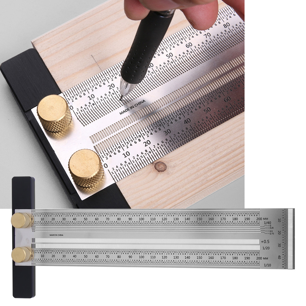 T-förmige Lochsäge Aus Edelstahl, Markierwerkzeug, Holzmarkierungswerkzeug Mit Automatischem Stift, 200 Mm