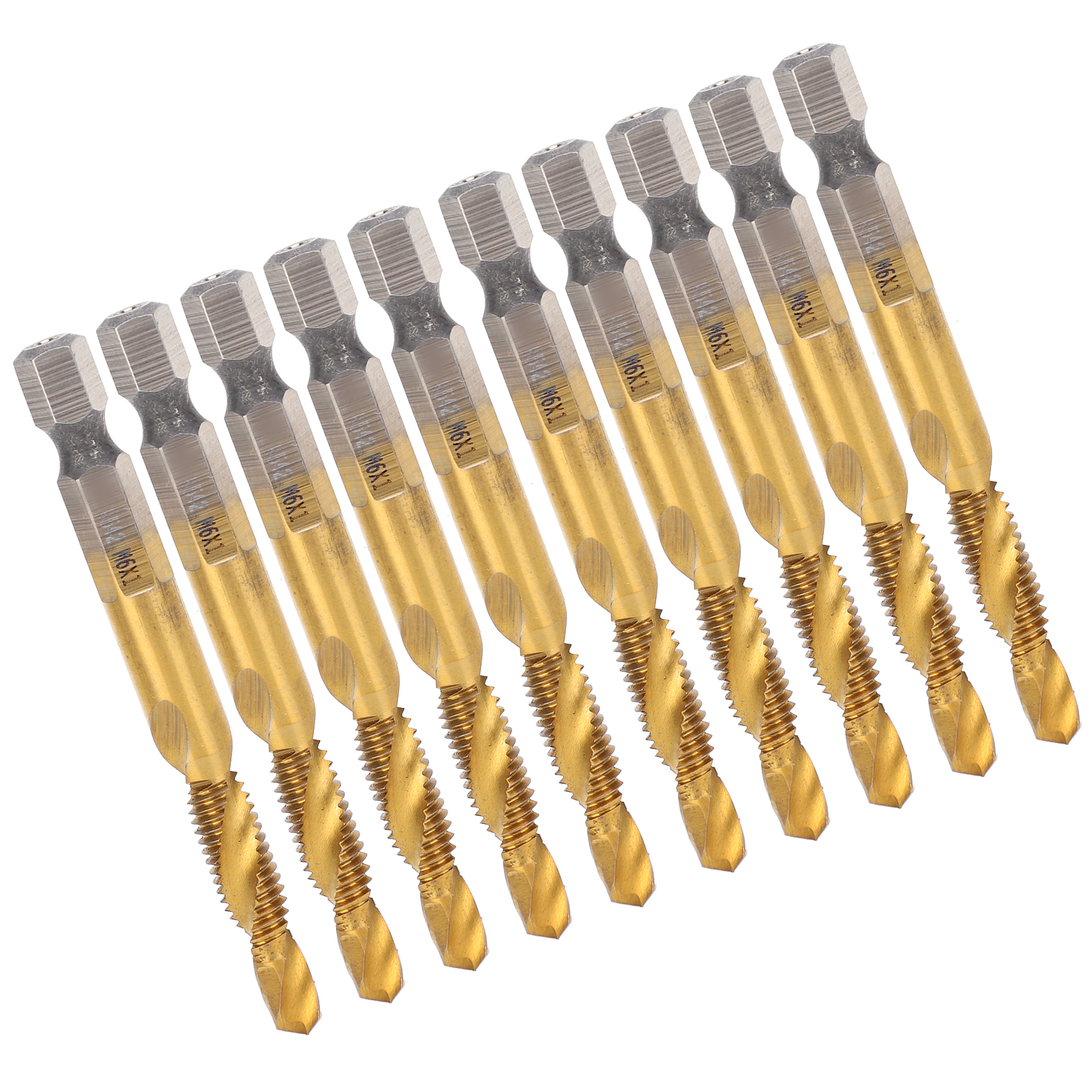 10 Stück M6-sechskantgewindebohrer – 5,0 Mm Bohrer, Beschichtet, Mit Spiralnut