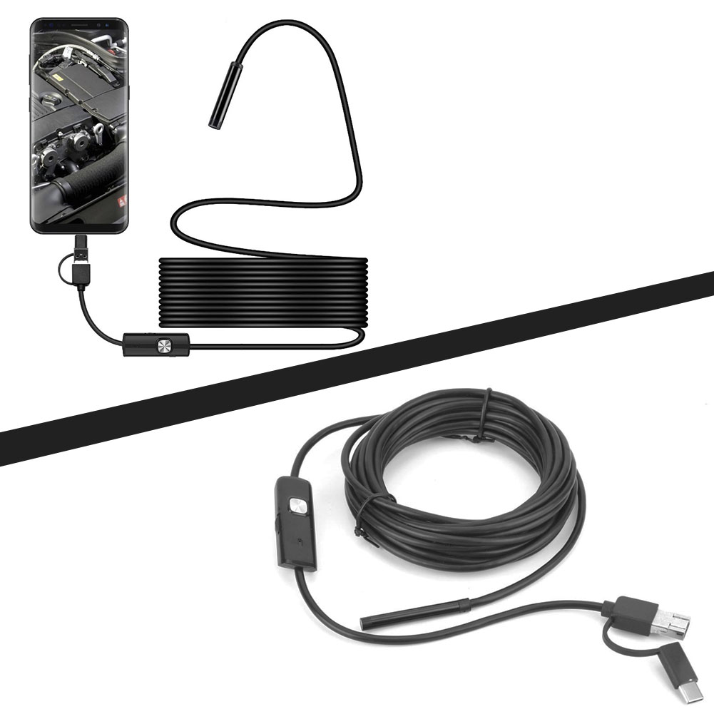 Y102 3-in-1 Usb-endoskop Mit 5,5-mm-objektiv, 6 Leds, 5-m-kabel Und Wasserdichter Ip67-inspektionskamera