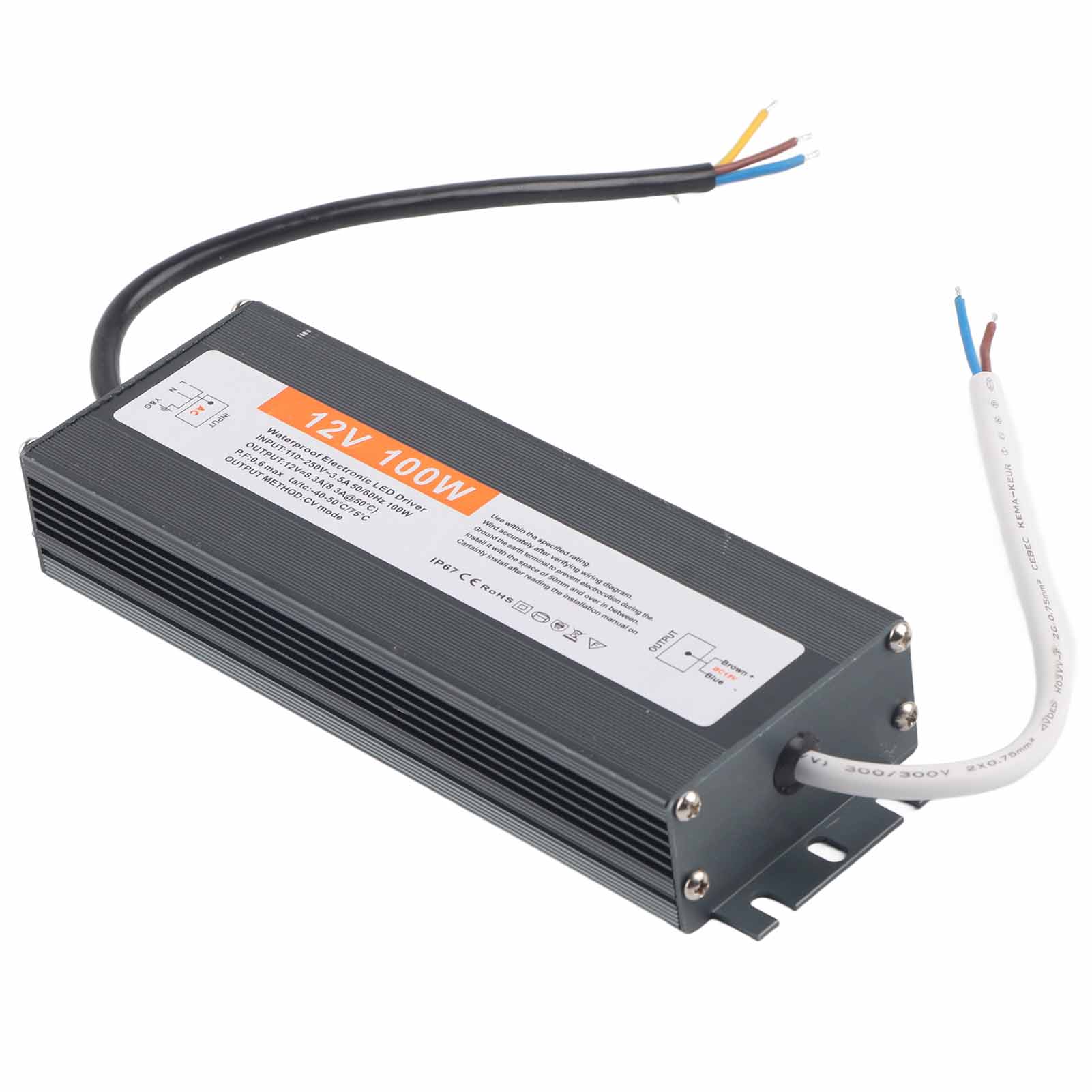100-w-ultradünnes, Wasserdichtes Netzteil/transformator/led-treiber Ac110–250 V/dc12 V