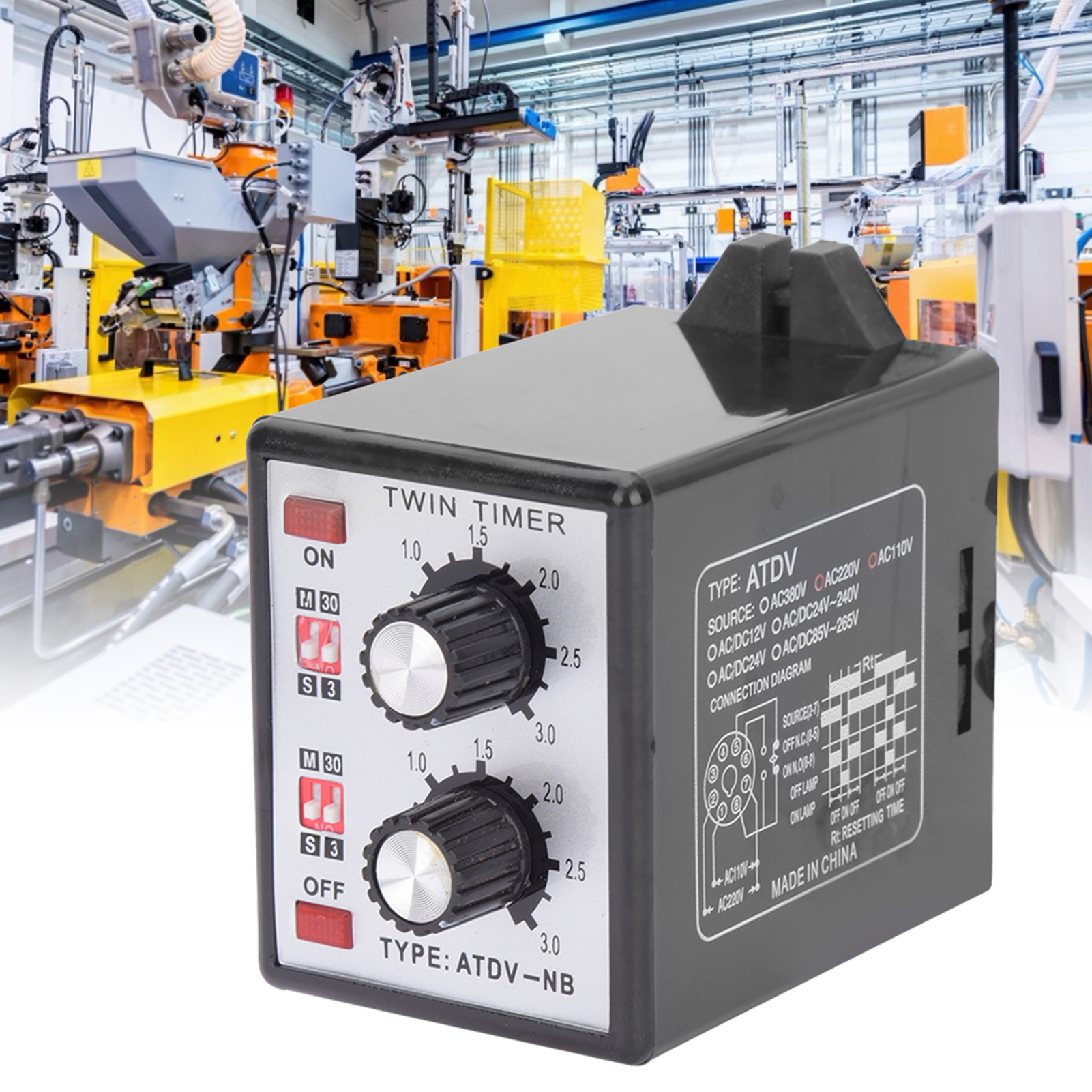 Zeitrelais Mit Drehknopf, Ein/aus-zeitrelais, Mehrteilig Atdvnb Ac110v 220v