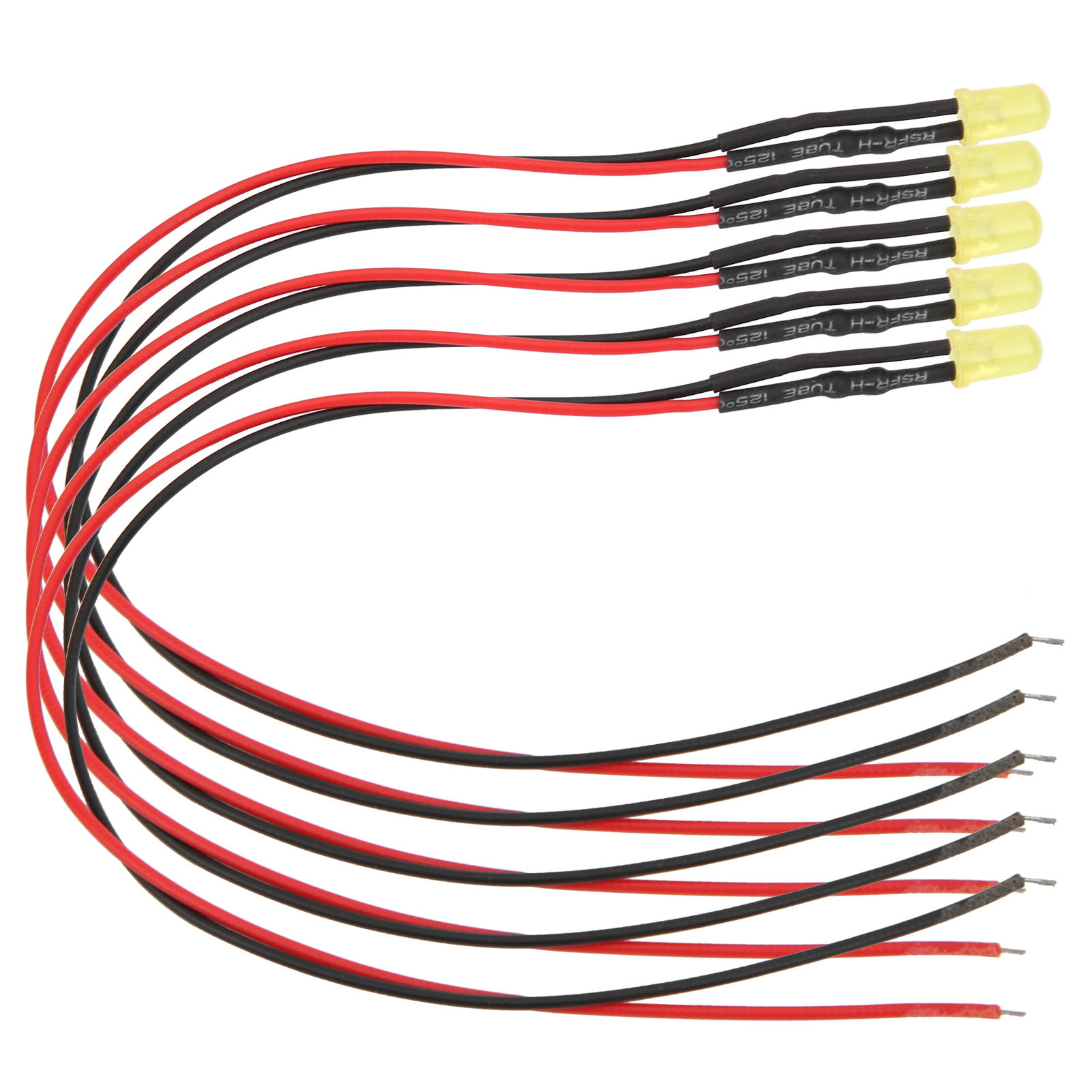100 Stück 12v 5mm Klare Led-dioden, Vorverdrahtet Mit 20cm Kabel, Led-lichtperlen, Gelb Zu Gelb