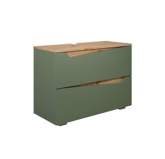 Vicco Waschbeckenunterschrank Marelle, Grün/Artisan, 80 x 57.5 cm mit 2 Schubladen (1-St)