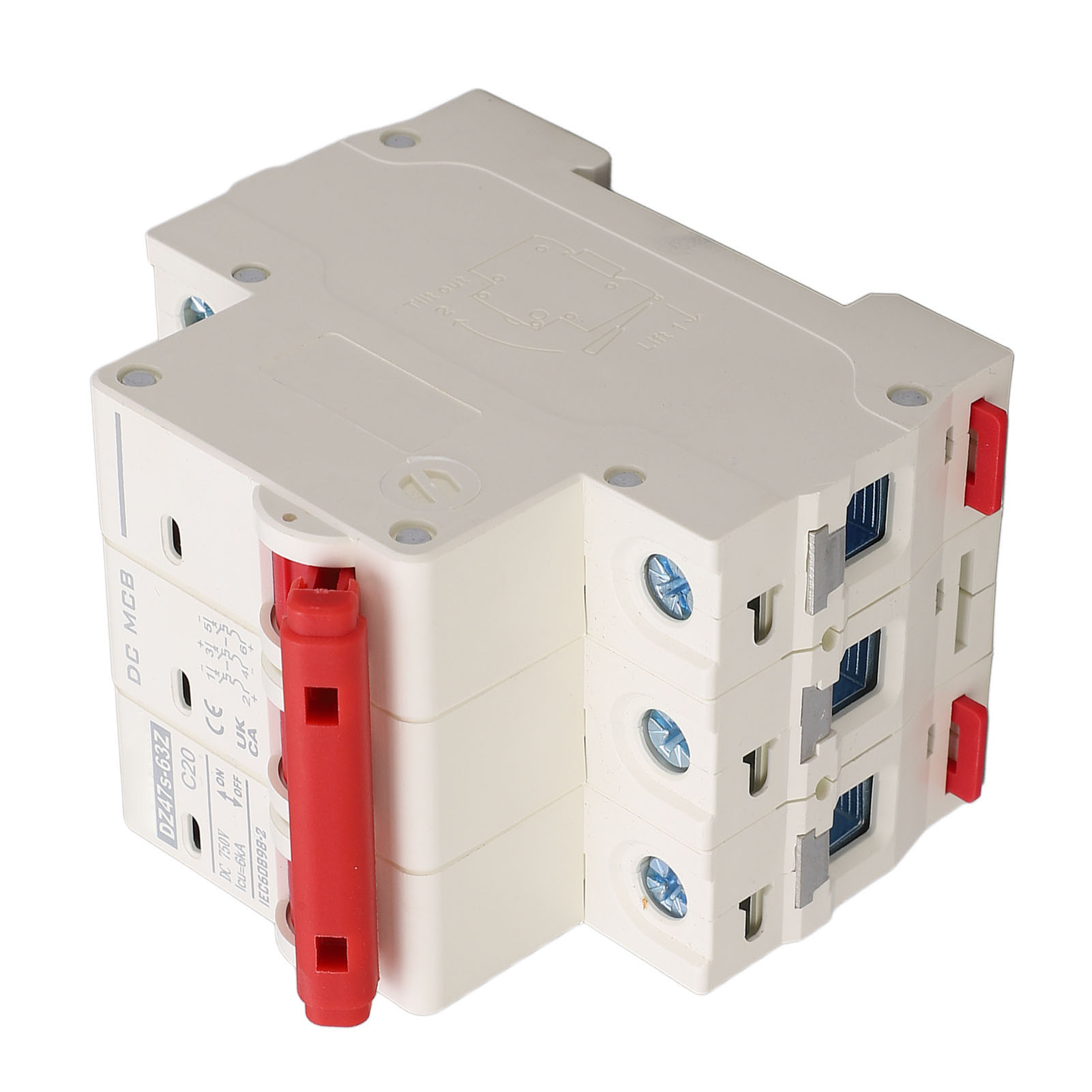 Miniatur-gleichstrom-leistungsschalter Für Photovoltaikanlagen, 3-polig, 20 A, Din-schienenmontage, Segmentbelastbarkeit 6000 A, 750 V Dc, Dz47s 63z C20