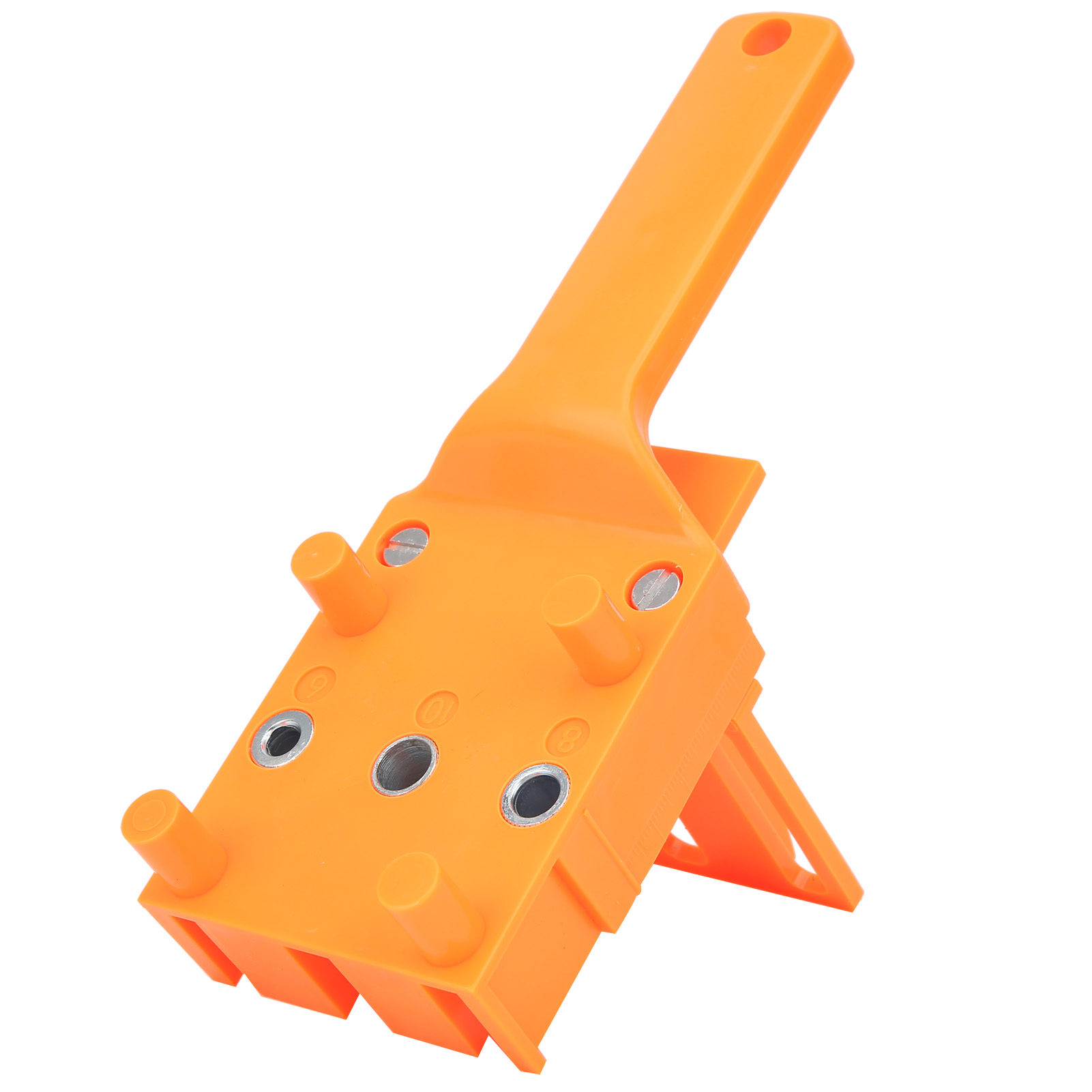 Set Mit 8 Schreinerwerkzeugen, Darunter Lochzangen, Bohrer Und Dübelführungen, Orange