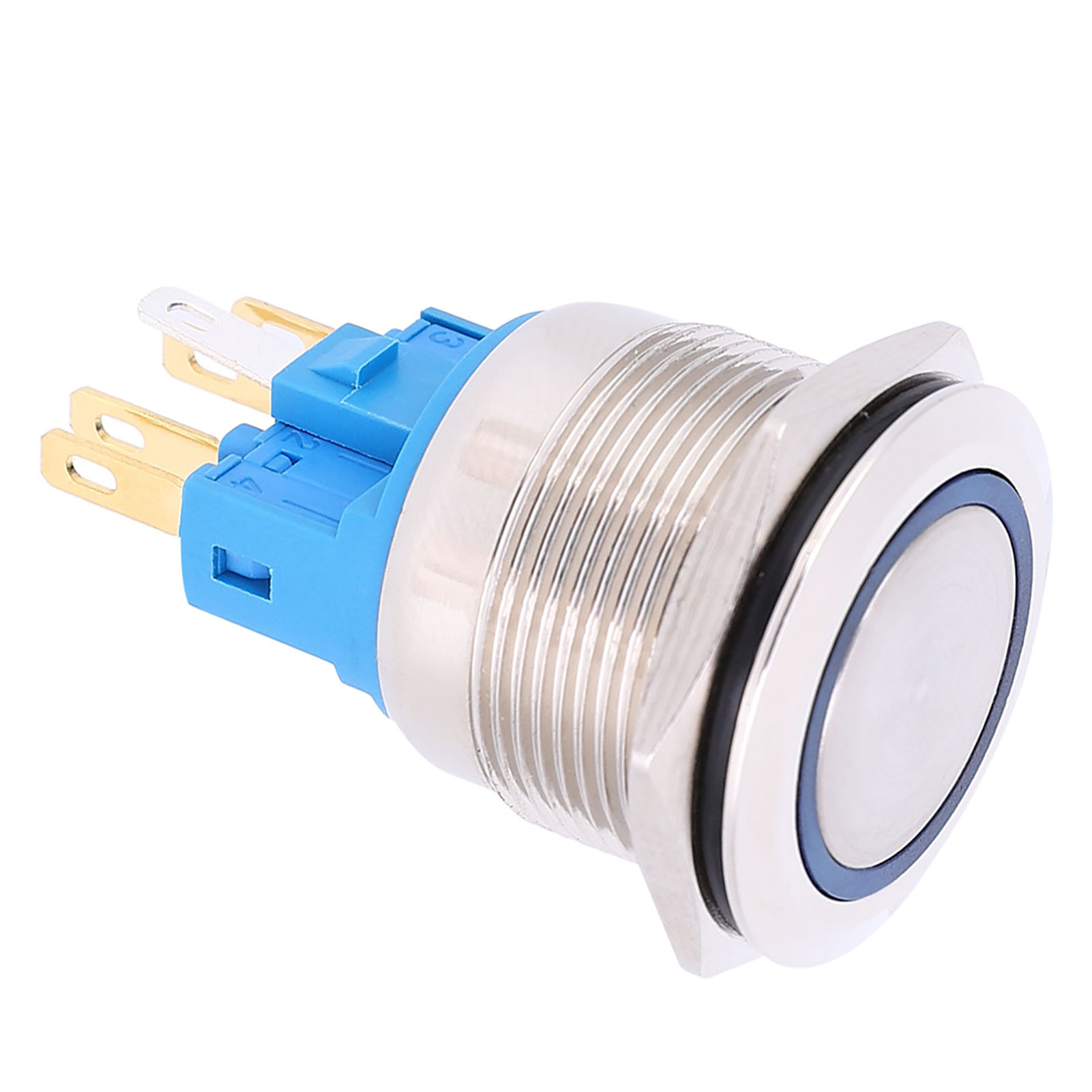 2 Stück Dc12-24v Ip65 22mm Ring-reset-taster 6-pin Zubehör Blau