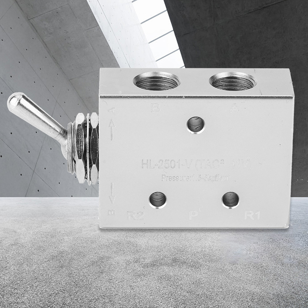 Hebelumschaltventil, 2-positionen, 5-wege, Mechanisch-pneumatischer Drehknopf, G1/8 Zoll, 1,5–8 Kgf/cm²