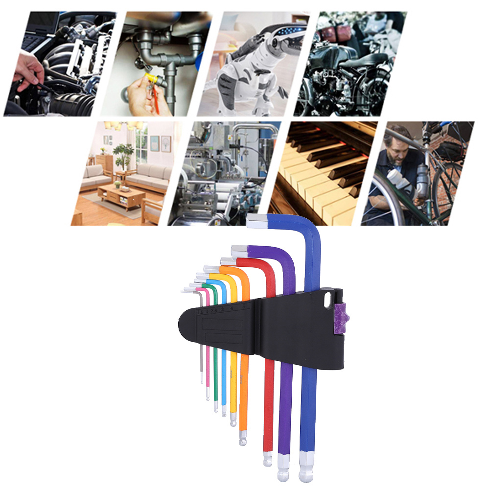 9-teiliger Kugelkopf-inbusschlüsselsatz Für Heimwerkerarbeiten An Möbeln, Maschinen Und Musikinstrumenten (9-teiliges Farbiges Standardset)