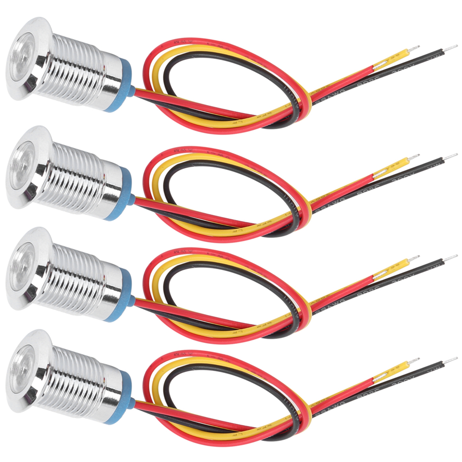 4 Sätze Runder Leds Mit Verkabelung, Wasserdicht, Metall, Zweifarbige Anzeige, Gemeinsame Kathode, 12 Mm, 1224 V (rot Und Gelb)