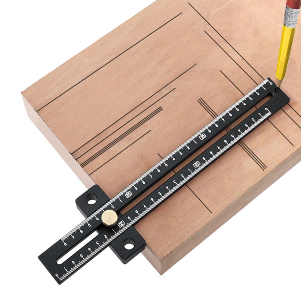 T-förmiger Anreißlineal, 180 Mm, Mit Metrischer Skala, Schwarze Aluminiumlegierung, Anreißwerkzeug Für Die Holzbearbeitung