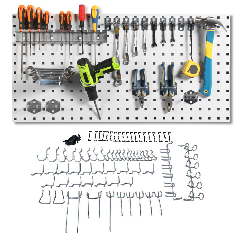Set Mit 51 Lochwandhaken, Vernickelt, Zum Aufhängen Von Haken, Kombinationsset Für Hammer, Schraubenschlüssel Und Zange