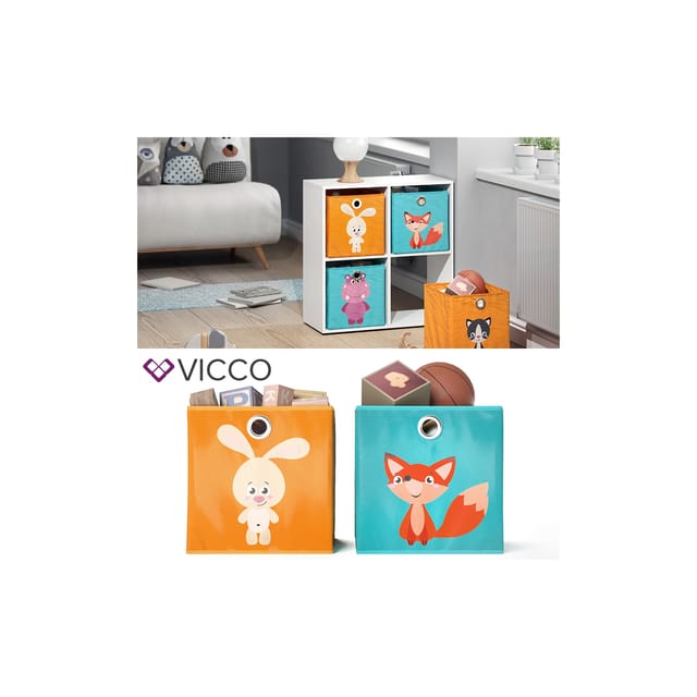 Vicco Faltbox, Orange/Blau, 30 x 30 cm 2er Set (2 St)