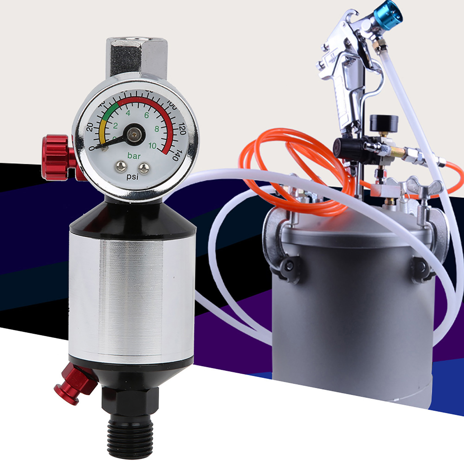 Luftdruckregler Für Öl-/wasserabscheider Aus Aluminiumlegierung, 1/4-zoll-bspp-filter-regler