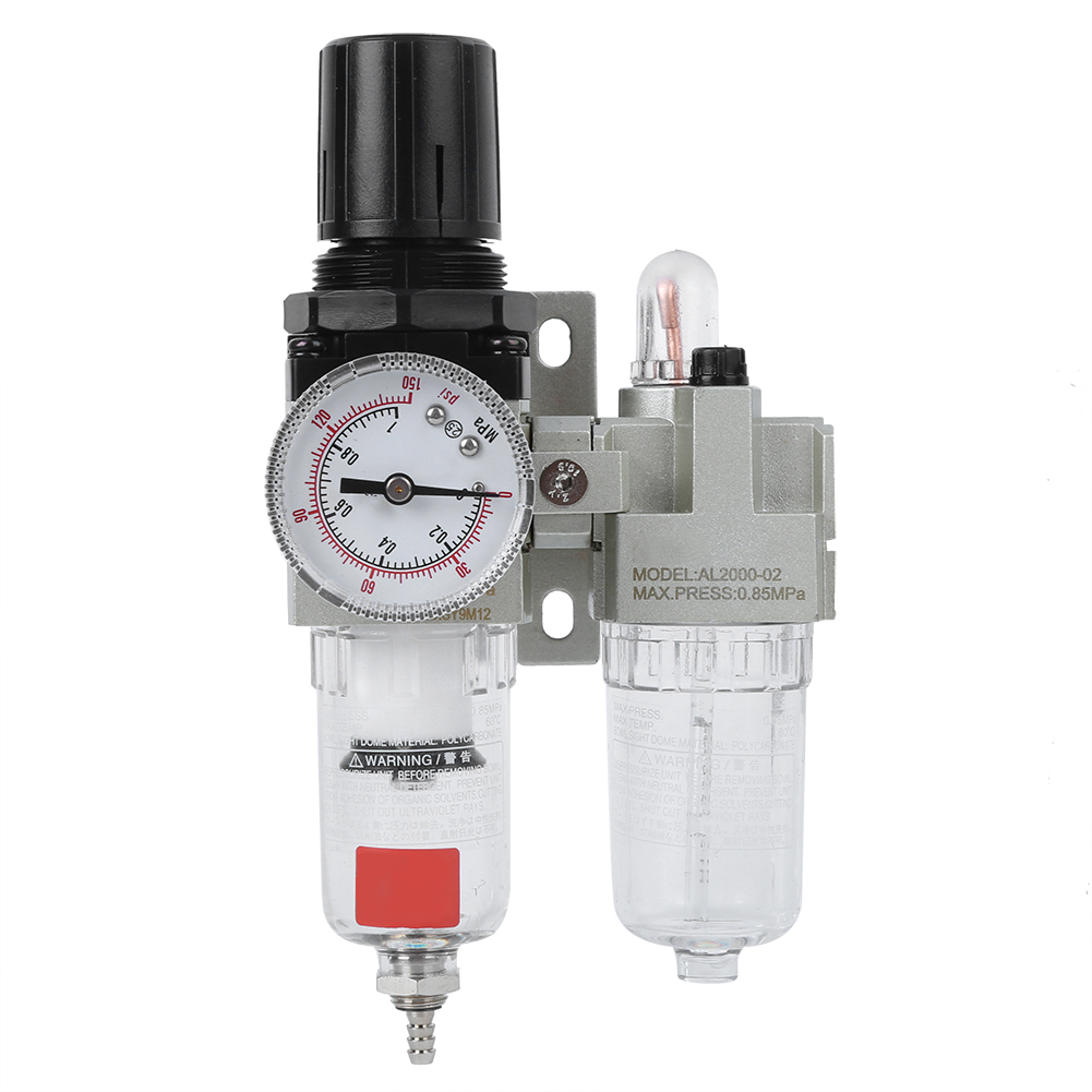 Luft-, Öl- Und Wasserabscheider, Doppelgerät, Gehäuse Aus Aluminiumlegierung, Schutzkappe Aus Eisen, Manometer