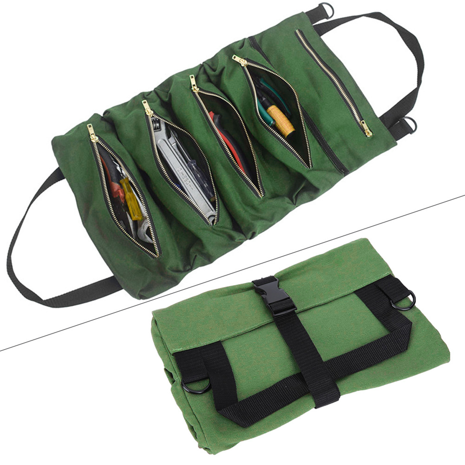 Tragbare Canvas-tasche Zur Aufbewahrung Von Schlüsseln, Zusammenrollbar, Mit Organizer