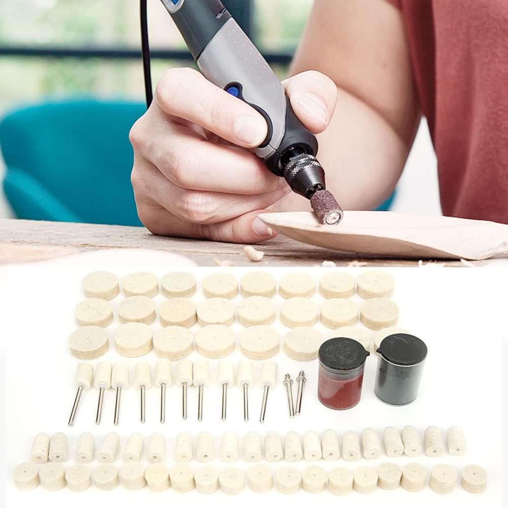 Set Mit 76 Wollpolierscheiben Für Minibohrmaschinen Und Elektrische Schleifmaschinen