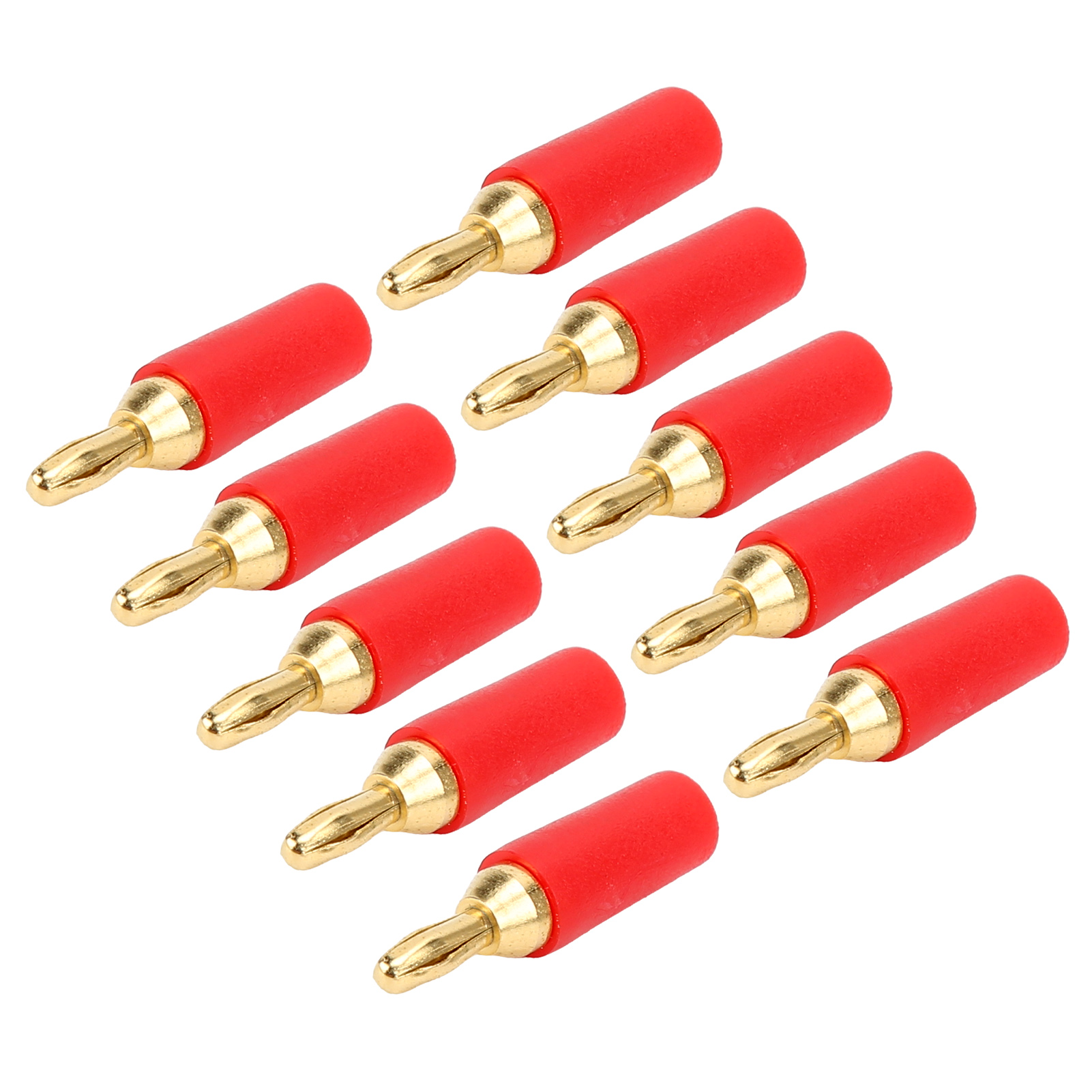10 Stück J.10007 Bananenstecker Aus Messing, 2,5 Mm, Vergoldet, Für Messgeräte, Rot