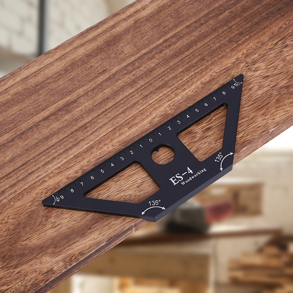 Es-4 45°-zimmermannslineal, Zeichennadel Aus Aluminiumlegierung, Messwerkzeug Für Zimmerleute, Schwarz