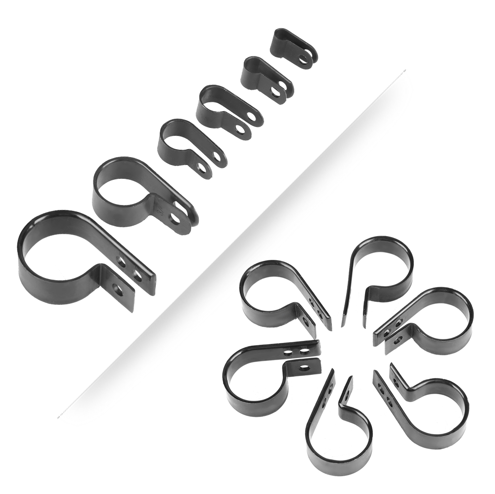 Sortiment Mit 200 Schwarzen P-clips Aus Nylon-kunststoff Für Kabel Und Rohre