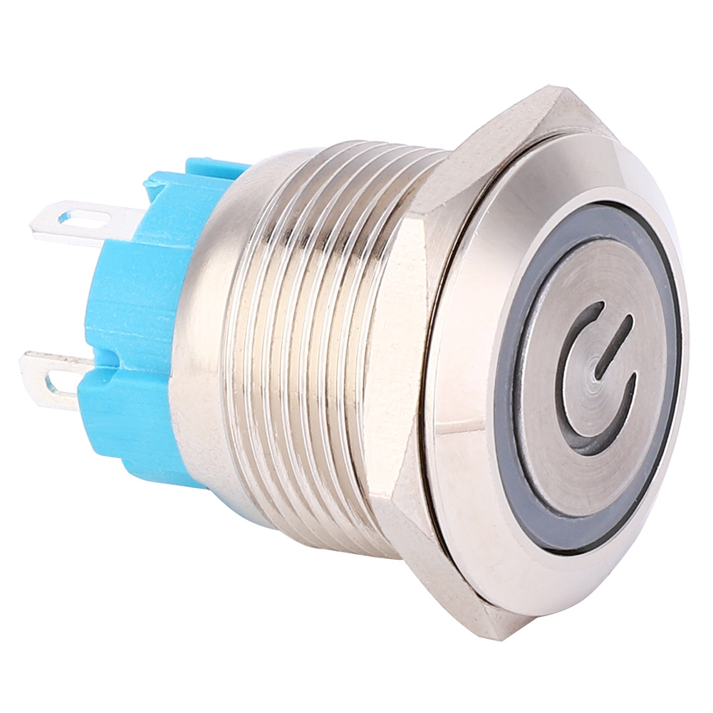 2 X Drucktaster 12–24 V Dc, Rund 19 Mm, 4-polig, Selbstrückstellend, Mit Statusanzeige, Weiß