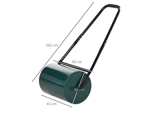 Outsunny Rasenwalze mit U-Griff, 30 cm Durchmesser, 30 L, Metall, 41 cm, Gartenwalze, 1-tlg., Gartenrolle,für Garten, Dunkelgrün