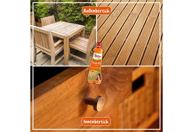 poliboy Teak Öl hell - 500ml - für geölte und naturbelassene Gegenstände Holzreiniger (reinigt, pflegt und schützt - Made in Germany)