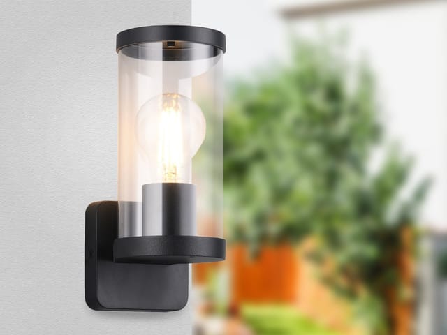Reality Leuchten LED Außen-Wandleuchte, LED wechselbar, Warmweiß, Fassaden-beleuchtung Haus-wand, Terrassenleuchte Schwarz, Höhe 23cm