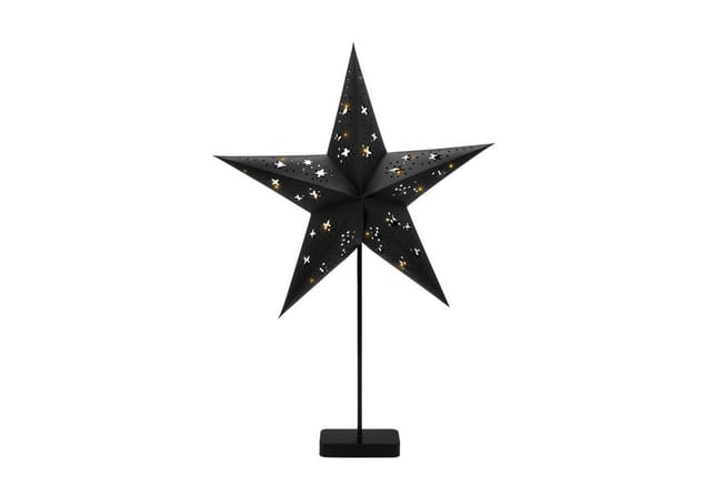 Spetebo LED Stern Deko Leuchte Weihnachtsstern aus Papier in schwarz, Timer, LED fest integriert, warm weiß, mit Timer -Funktion