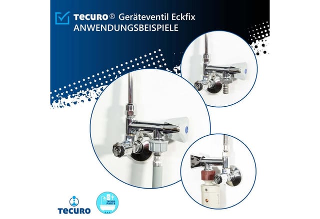 tecuro Geräteventil Geräteventil Eckfix zur Montage auf Eckventil - Messing verchromt