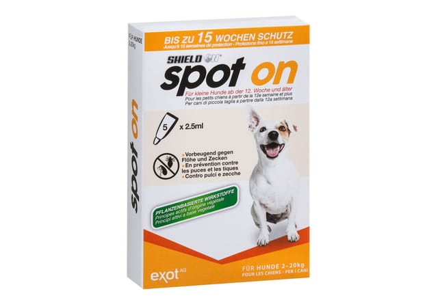 Shield On Zeckenschutzmittel Spot On Floh- und Zeckenschutz für kleine Hunde, 5 x 2,5 ml, 12.5 ml