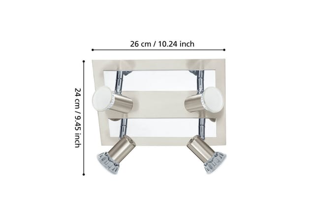 EGLO LED Deckenspot Rottelo, Leuchtmittel inklusive, Spot - L26 x B24 cm - nickel-matt, chrom - 4X4,6W inkl.