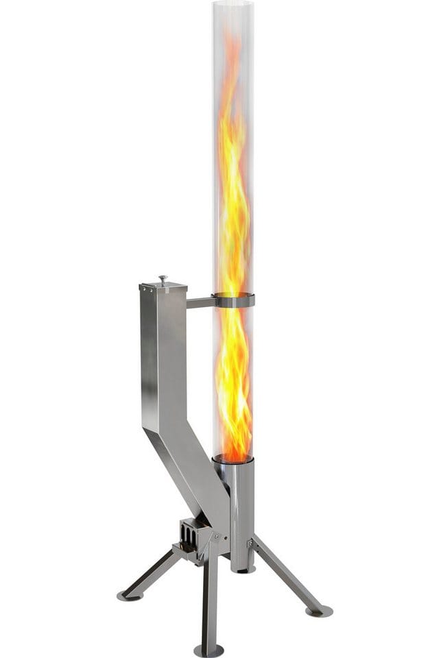 Gardenflare Feuerschale Premium Gartenkamin Feuersäule und Pelletfackel