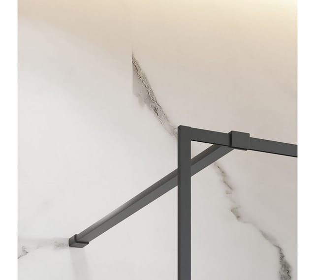 Schulte Duschwand Trend 2.0, vollgerahmte Glaswand aus, Sicherheitsglas, mit fixil Glasversiegelung, Profil: Mattschwarz, Offene Duschkabine