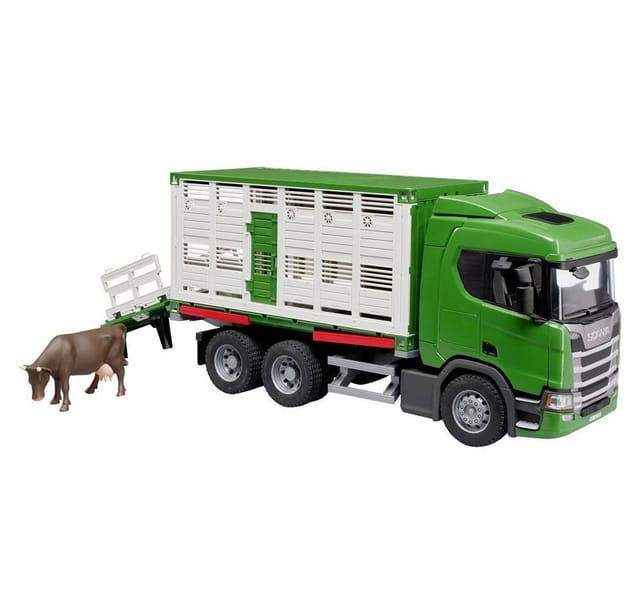 Bruder® Spielzeug-Landmaschine Scania Super 560R Tiertransp.LKW+Rind 03548