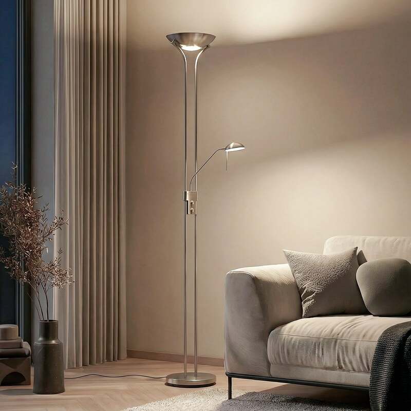 [gebraucht] B-ware Lindby Led Stehleuchte Josefin Dimmbar Leselicht Lampe Nickel Satiniert 180cm