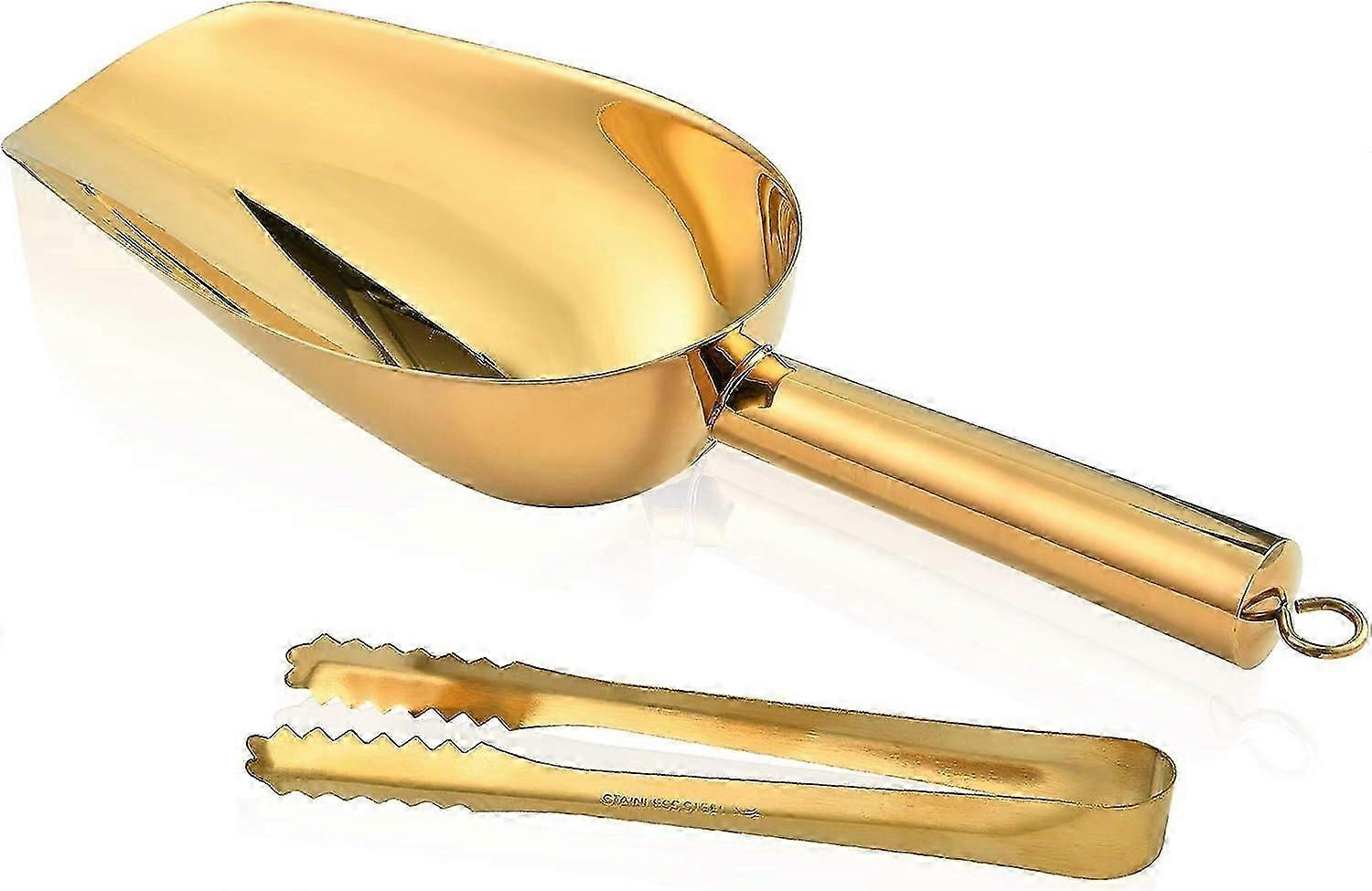 Eisschaufel Und Eiszange Aus Edelstahl, Kleine Eisschaufel Mit Rundem Boden Für Die Bar, Eiszange Für Buffet, Küche, Bar, Grill, Party, Hochzeit, Gold