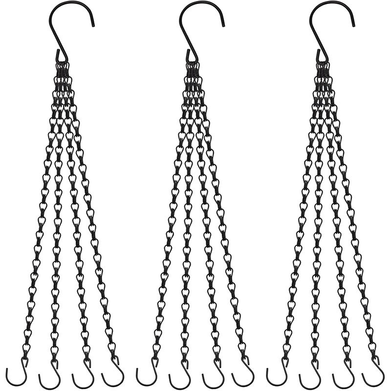 Schwarze Kette, 3-teilig, 4-strängig, 58 Cm Lang. Geeignet Zum Aufhängen Von Vogelfutterhäuschen, Blumentöpfen, Vogeltränken Und Dekorativen Laternen.