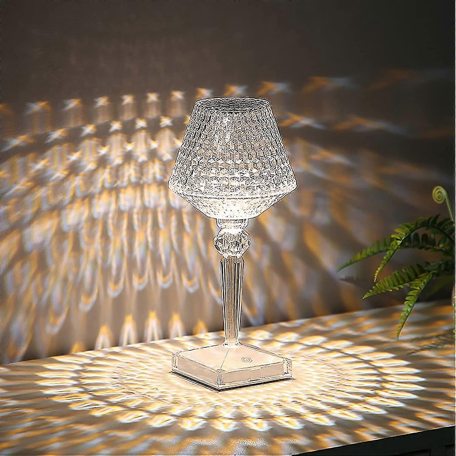 Berührungsempfindliche Kristall-nachttischlampe Mit Einstellbarer Helligkeit, Kabellos, Per Usb Aufladbar, Ideal Für Wohnzimmer, Schlafzimmer, Restaurants, Bars Und Hotels.