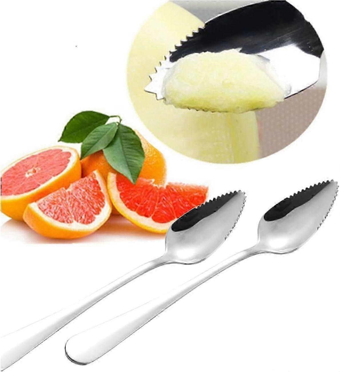 Grapefruitlöffel Aus Edelstahl (2er-set), Geeignet Für Äpfel, Kiwis, Papayas, Orangen Und Eiscreme (silber), Einheitsgröße.