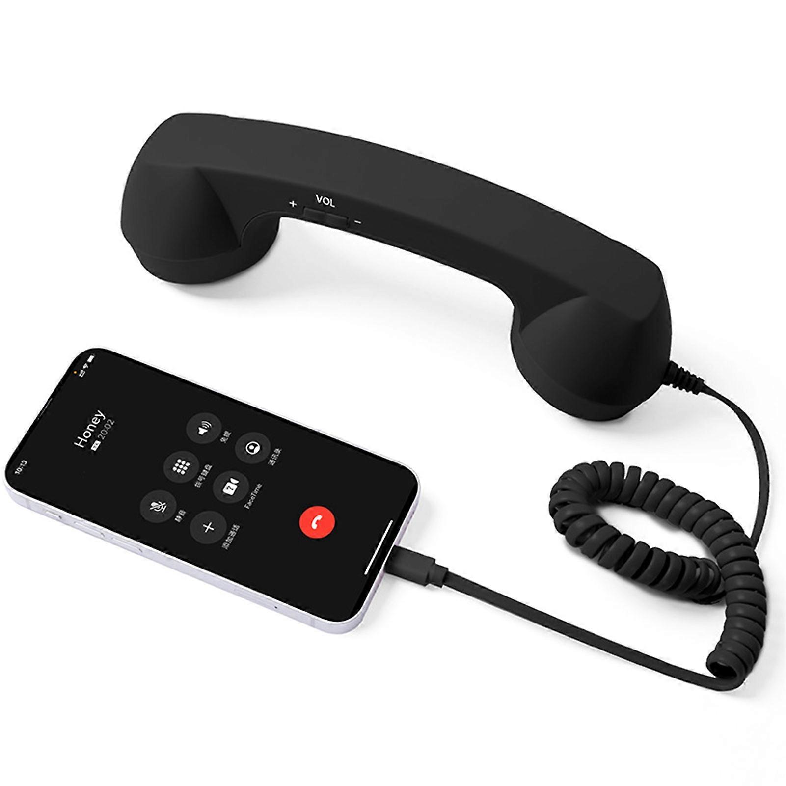 Retro-usb-c-telefonröhre, Kompatibel Mit Mobiltelefonen – Plug-&-play-empfänger, Strahlungsfrei, Kompatibel Mit Audio- Und Videoanrufen. Kompatibel Mit Iphone Und Android (schwarz).