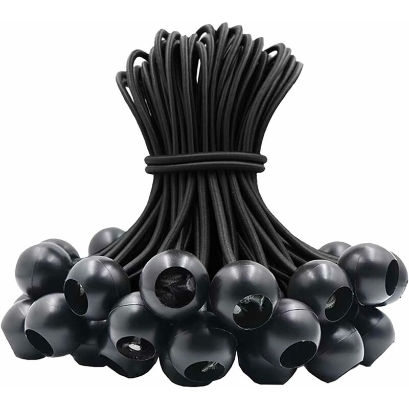 30 Gummibänder Mit Kugel, Geeignet Für Planen, Zelte, Banner, Fahnen, Camping, Pavillons (schwarz)